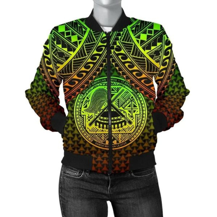 FUNSTUFFPRINT Bomber Jacket Polynesian American Samoa – Reggae Vintage Polynesian Patterns 3D Bomber Jacket