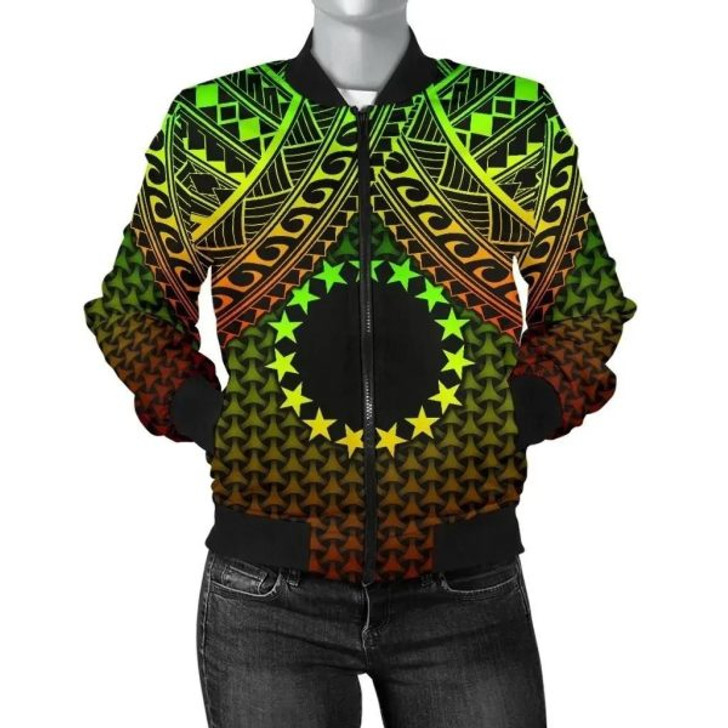 FUNSTUFFPRINT Bomber Jacket Polynesian Cook Islands Personalised – Reggae Vintage Polynesian Patterns 3D Bomber Jacket