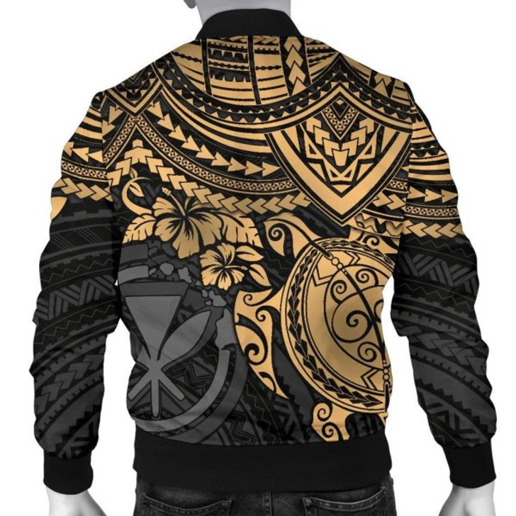 FUNSTUFFPRINT Bomber Jacket Polynesian Hawaii – Gold Turtle 3D Bomber Jacket