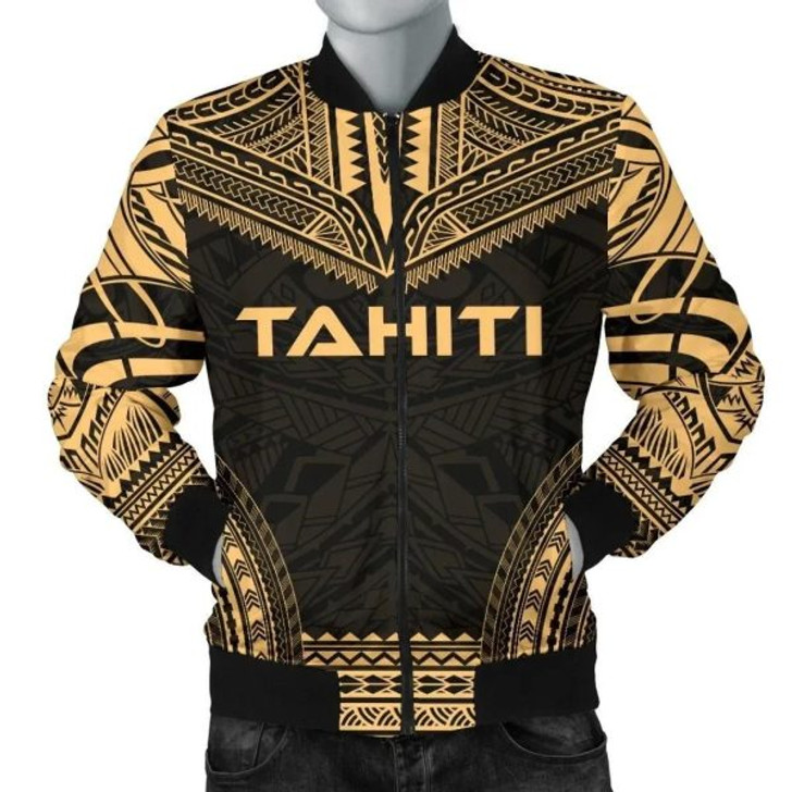 FUNSTUFFPRINT Bomber Jacket Tahiti Polynesian Chief – Gold Version 3D Bomber Jacket