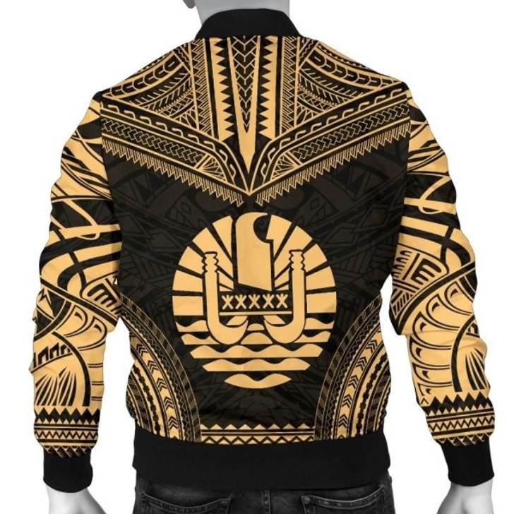 FUNSTUFFPRINT Bomber Jacket Tahiti Polynesian Chief – Gold Version 3D Bomber Jacket