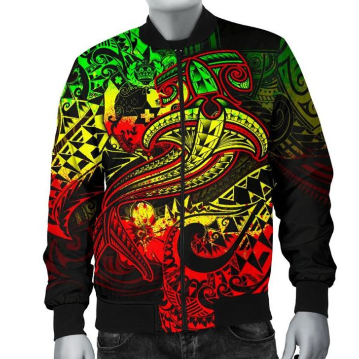 FUNSTUFFPRINT Bomber Jacket Tonga – Reggae Shark Polynesian Tattoo 3D Bomber Jacket