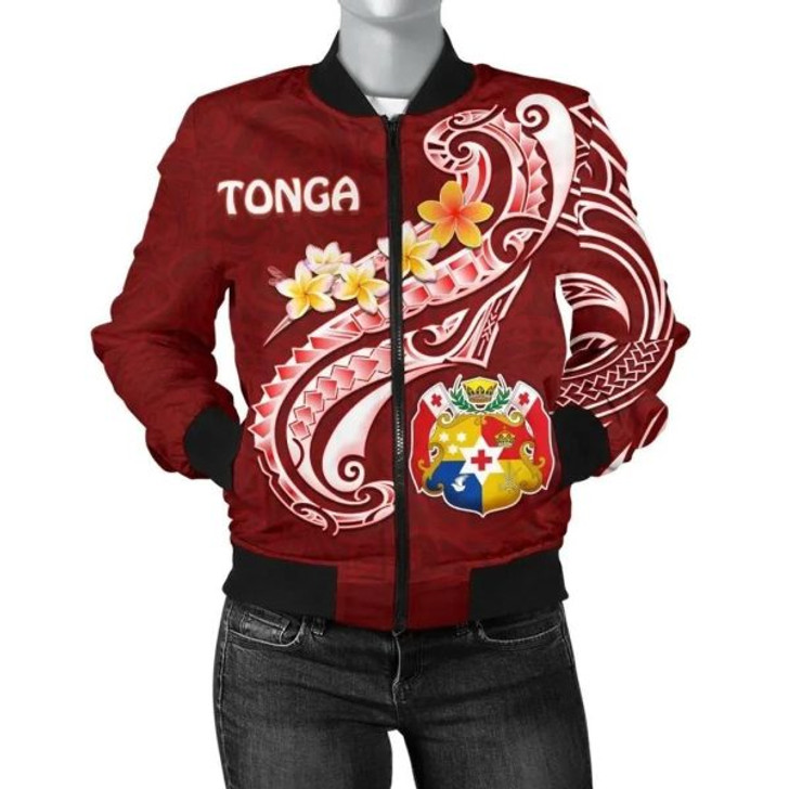 FUNSTUFFPRINT Bomber Jacket Tonga – Tonga Coat Of Arms With Polynesian Patterns 3D Bomber Jacket