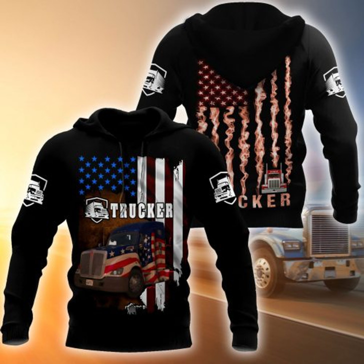 FUNSTUFFPRINT Trucker 3D Hoodie American Flag
  3D Hoodie and Zip Hoodie