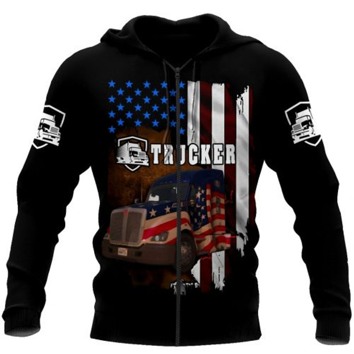 FUNSTUFFPRINT Trucker 3D Hoodie American Flag
  3D Hoodie and Zip Hoodie