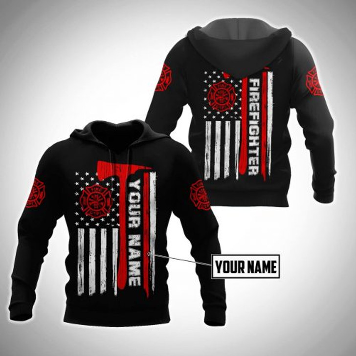 FUNSTUFFPRINT  Personalized Firefighter 3D Hoodie For Men Fire Dept Logo 3D Hoodie and Zip Hoodie