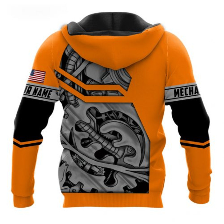 FUNSTUFFPRINT Personalized Mechanic 3D Hoodie Orange 3D Hoodie  3D Hoodie and Zip Hoodie