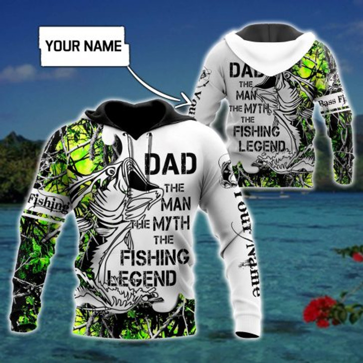 FUNSTUFFPRINT  Personalized Dad 3D Hoodie Dad The Man Myth Fishing Legend  3D Hoodie and Zip Hoodie
