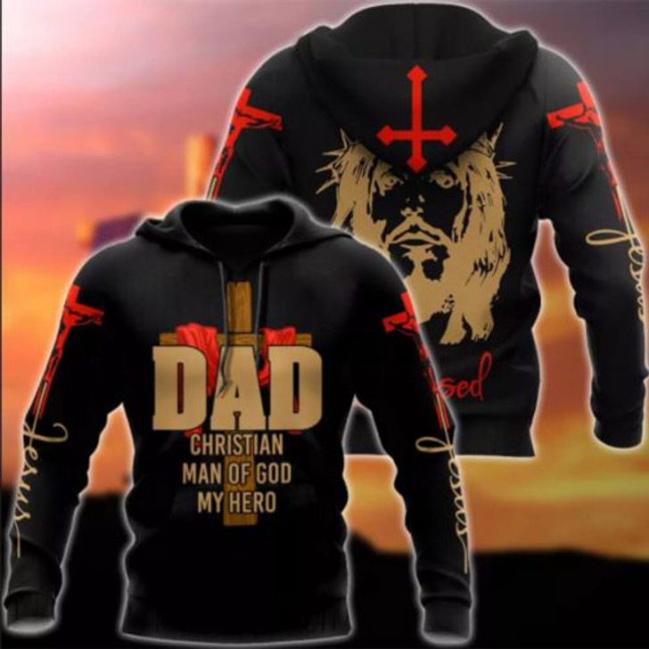 FUNSTUFFPRINT Dad 3D Hoodie Dad Christian Man Of God My Hero  3D Hoodie and Zip Hoodie