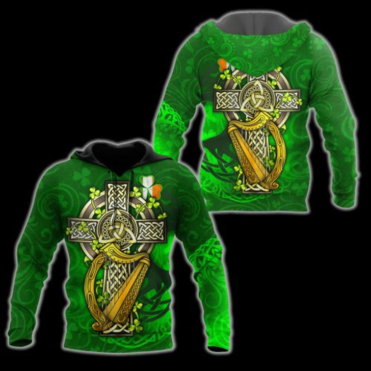 FUNSTUFFPRINT Irish 3D All Over Hoodie Irish Cross Harp  3D Hoodie and Zip Hoodie