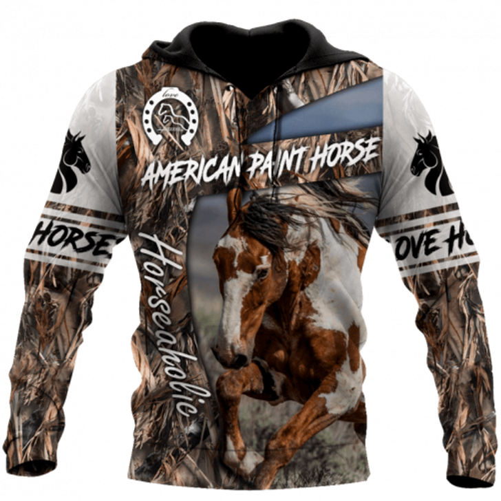 FUNSTUFFPRINT American Paint Horse Horseaholic  3D Hoodie and Zip Hoodie