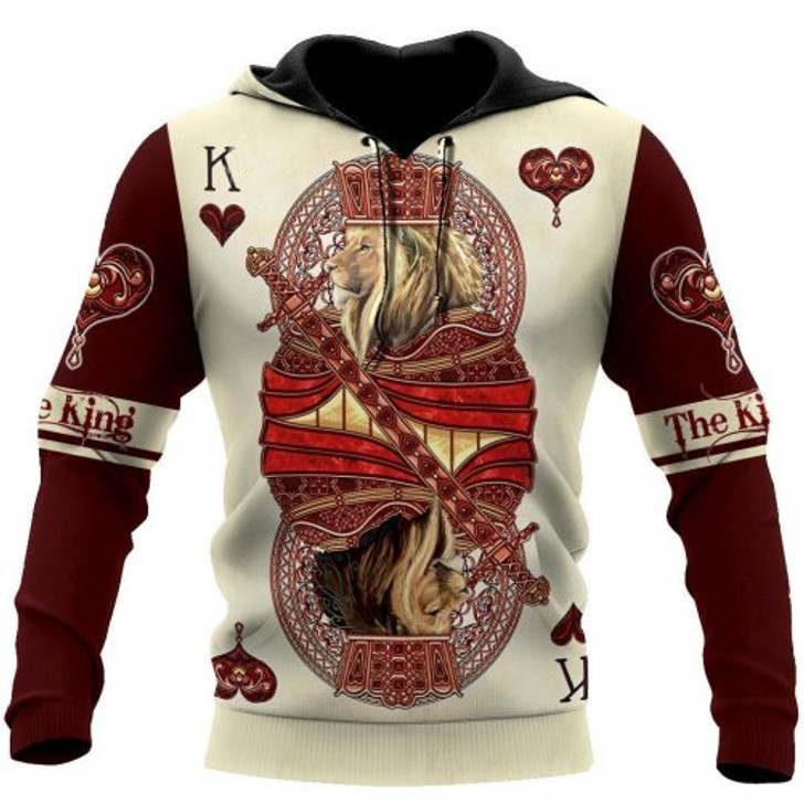FUNSTUFFPRINT  Lion King Poker 3D All Over Printed Hoodie The King  3D Hoodie and Zip Hoodie