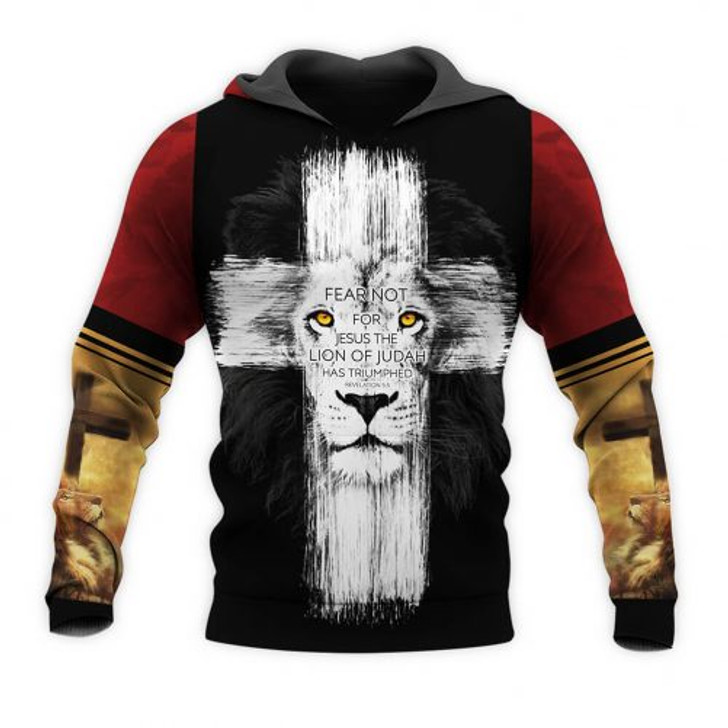 FUNSTUFFPRINT   Fear Not For Jesus The Lion Of Judah Has Triumphed 3D Hoodie and Zip Hoodie