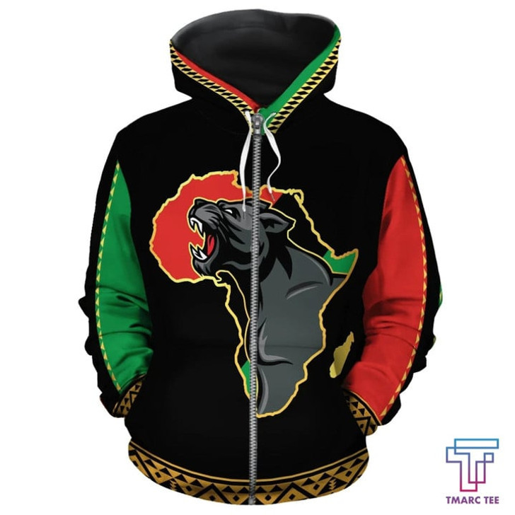 FUNSTUFFPRINT African Zip-Up Hoodie - Panther Africa 3D Hoodie and Zip Hoodie
