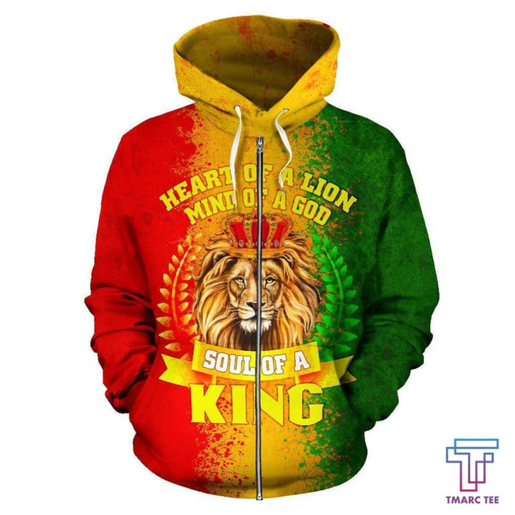 FUNSTUFFPRINT African Zip-Up Hoodie - Africa Soul Of A King 3D Hoodie and Zip Hoodie