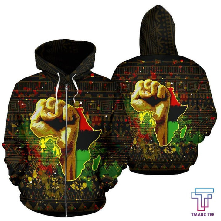 FUNSTUFFPRINT African Hoodie - African Black Power  3D Hoodie and Zip Hoodie