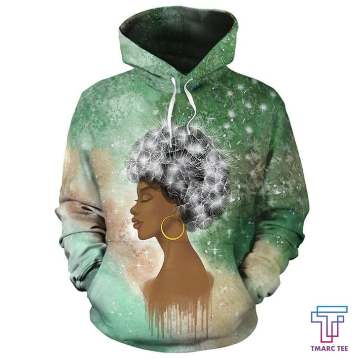 FUNSTUFFPRINT African Hoodie - African Black Girl Dandelion3D Hoodie and Zip Hoodie