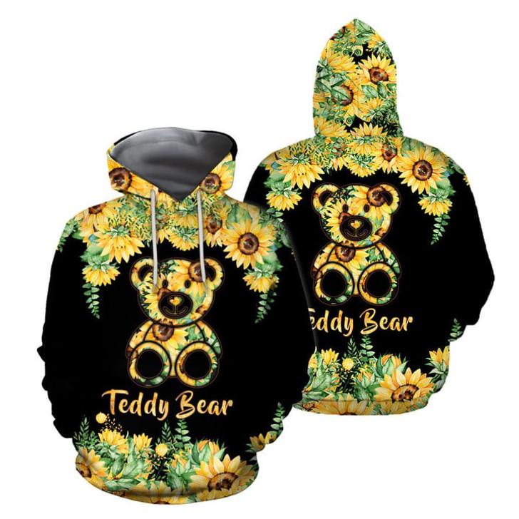 FUNSTUFFPRINT Sunflower Teddy Bear  3D Hoodie and Zip Hoodie