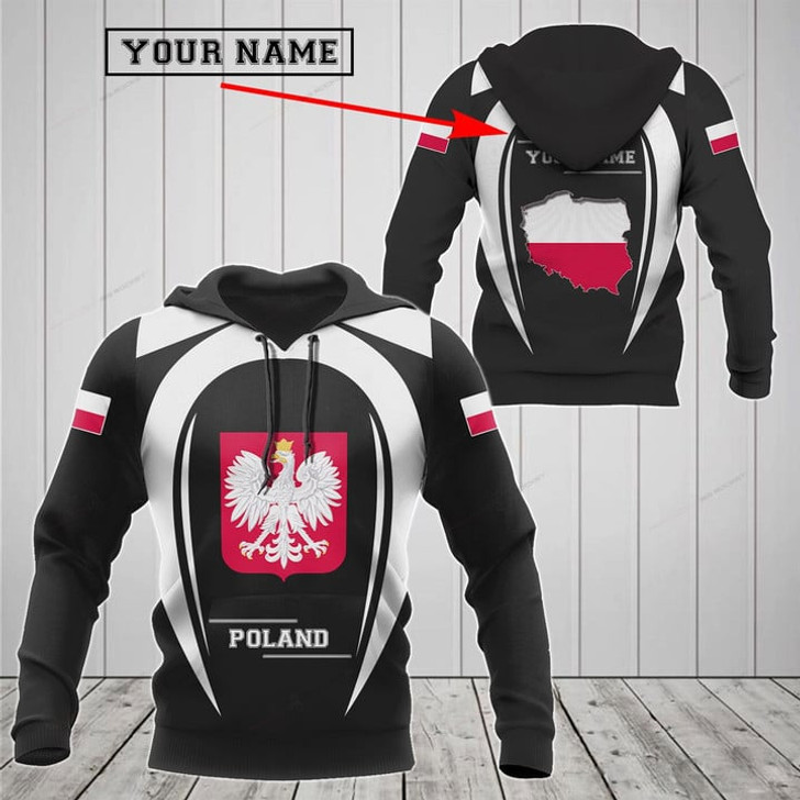FUNSTUFFPRINT Customize Poland Map & Coat Of Arms  3D Hoodie and Zip Hoodie