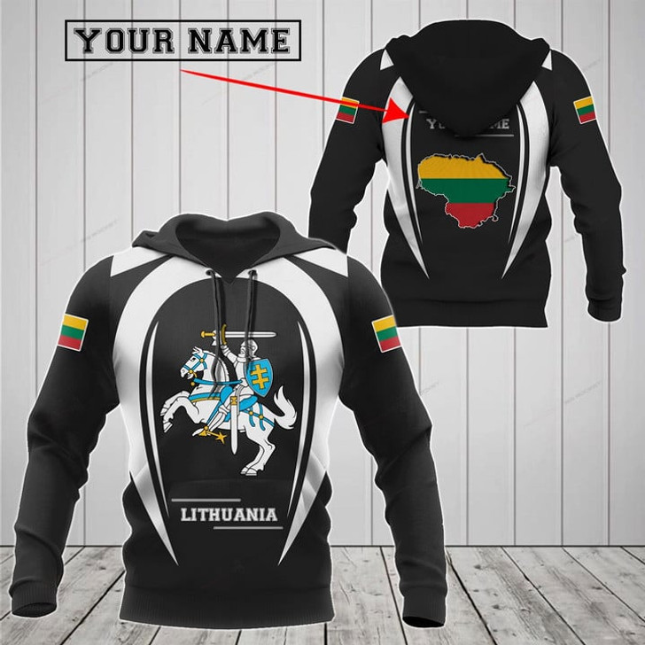 FUNSTUFFPRINT  Customize Lithuania Map & Coat Of  3D Hoodie and Zip Hoodie