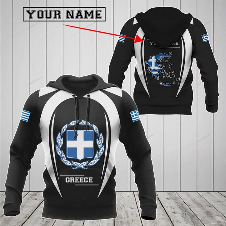 FUNSTUFFPRINT Customize Greece Map & Coat Of Arms 3D Hoodie and Zip Hoodie