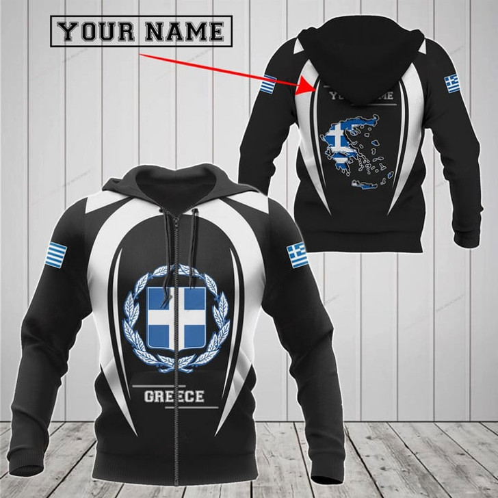 FUNSTUFFPRINT Customize Greece Map & Coat Of Arms 3D Hoodie and Zip Hoodie