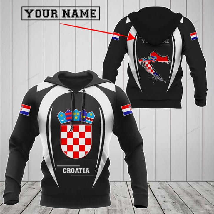 FUNSTUFFPRINT Customize Croatia Map & Coat Of Arms  3D Hoodie and Zip Hoodie