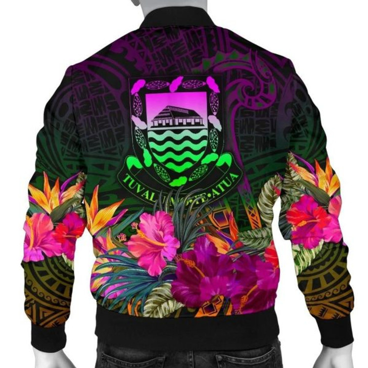 FUNSTUFFPRINT Bomber Jacket Tuvalu Personalised – Summer Hibiscus 3D Bomber Jacket
