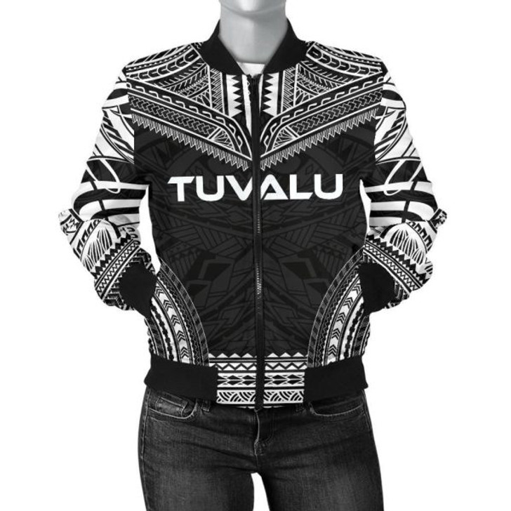 FUNSTUFFPRINT Bomber Jacket Tuvalu Polynesian Chief – Black Version 3D Bomber Jacket