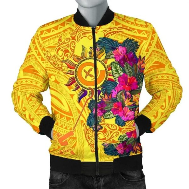 FUNSTUFFPRINT Bomber Jacket Vanuatu – Vanuatu Symbols With Hibiscus 3D Bomber Jacket