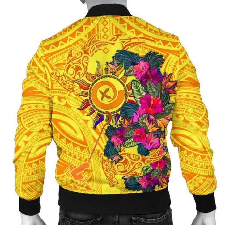 FUNSTUFFPRINT Bomber Jacket Vanuatu – Vanuatu Symbols With Hibiscus 3D Bomber Jacket