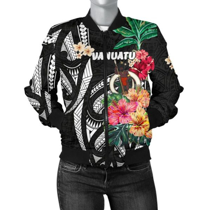 FUNSTUFFPRINT Bomber Jacket Vanuatu Coat Of Arms Polynesian With Hibiscus 3D Bomber Jacket