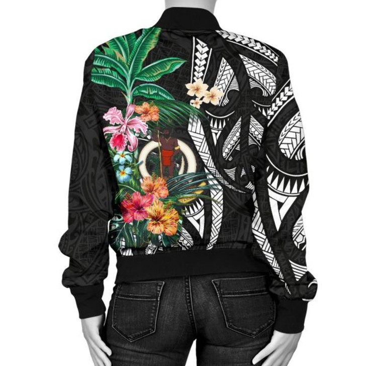 FUNSTUFFPRINT Bomber Jacket Vanuatu Coat Of Arms Polynesian With Hibiscus 3D Bomber Jacket