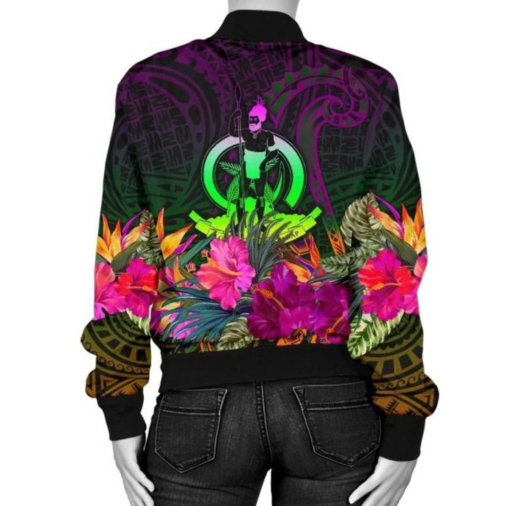 FUNSTUFFPRINT Custom Bomber Jacket Vanuatu Personalised – Summer Hibiscus 3D Bomber Jacket