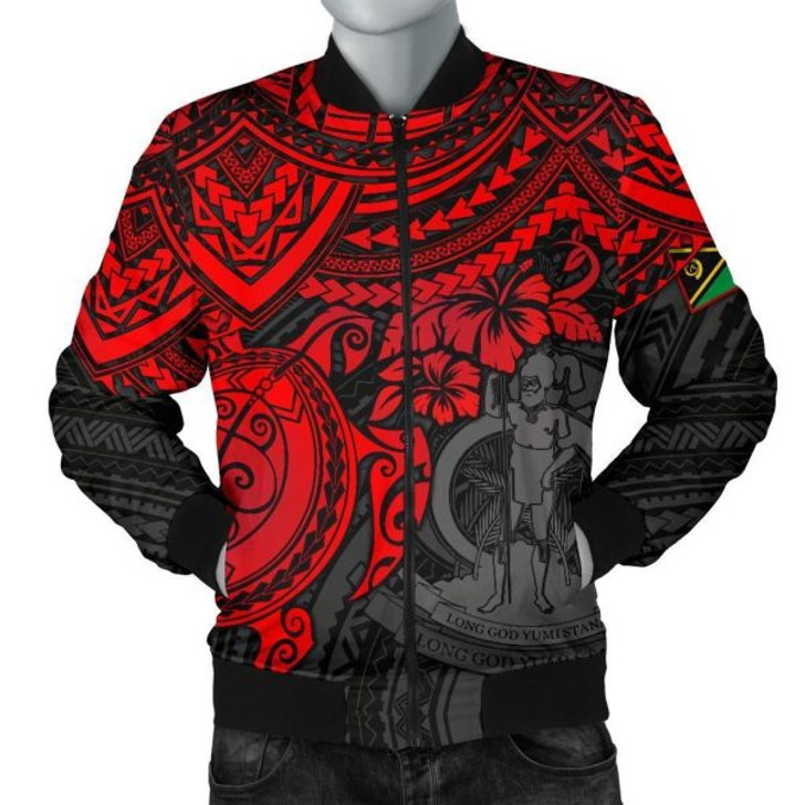 FUNSTUFFPRINT Bomber Jacket Vanuatu Polynesian – Red Turtle 3D Bomber Jacket