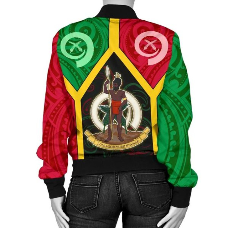 FUNSTUFFPRINT Bomber Jacket Vanuatu Polynesian – Vanuatu Flag and Coat Of Arms 3D Bomber Jacket