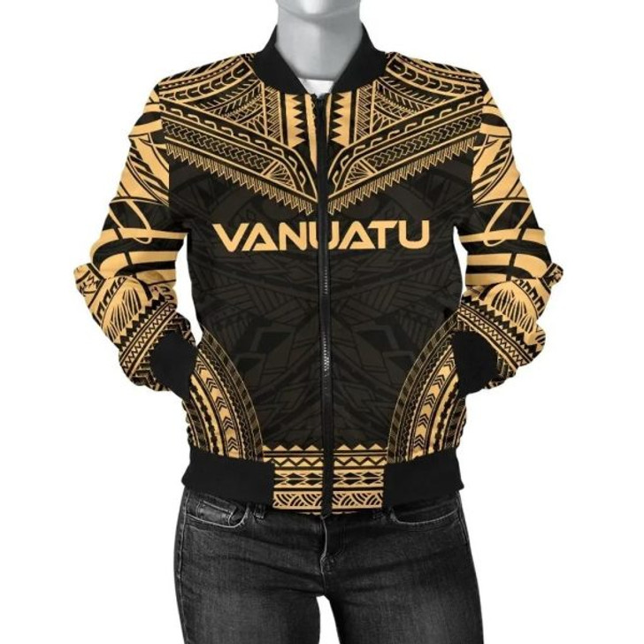 FUNSTUFFPRINT Bomber Jacket Vanuatu Polynesian Chief – Gold Version 3D Bomber Jacket