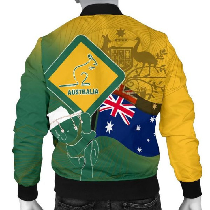 FUNSTUFFPRINT Bomber Jacket- Aus Flag and Coat Of Arms Jacket Kangaroo and Koala Sign – Men 3D Bomber Jacket