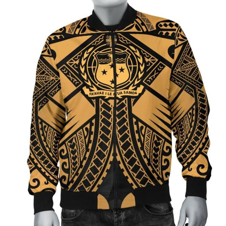 FUNSTUFFPRINT Bomber Jacketamoa Polynesian – Samoa Gold Seal with Polynesian Tattoo 3D Bomber Jacket