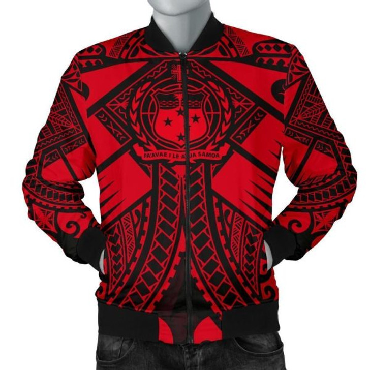 FUNSTUFFPRINT Bomber Jacketamoa Polynesian – Samoa Red Seal with Polynesian Tattoo 3D Bomber Jacket