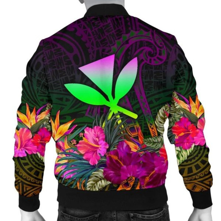 FUNSTUFFPRINT Polynesian Hawaii Kanaka Maoli Men’s Bomber Jacket – Summer Hibiscus 3D Bomber Jacket
