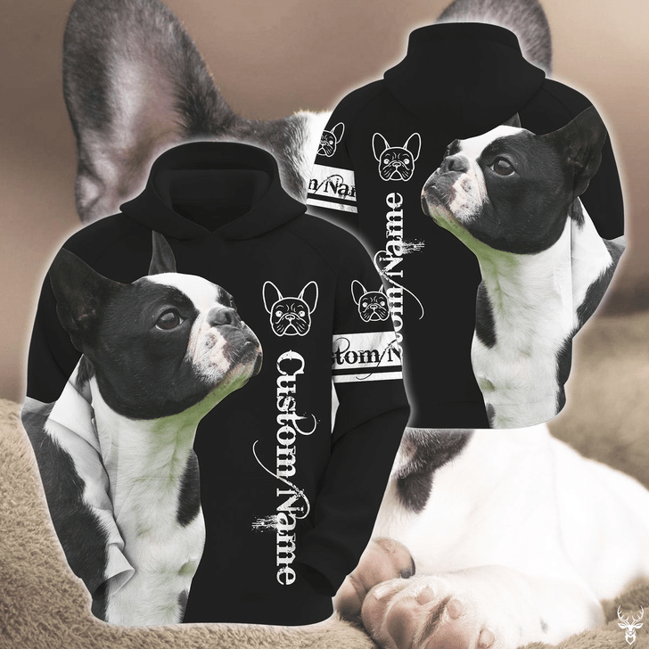 FUNSTUFFPRINT Customize Boston Terrier   3D Hoodie and Zip Hoodie