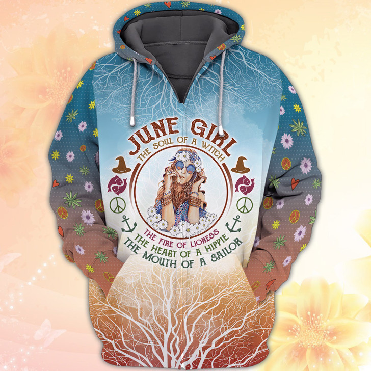FUNSTUFFPRINT June Girl  3D Hoodie and Zip Hoodie
