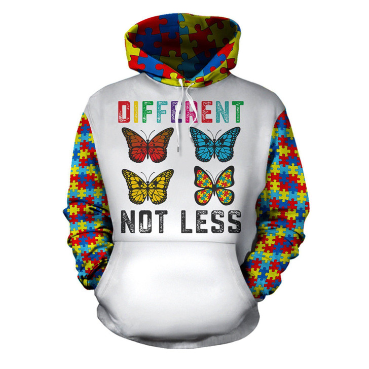 FUNSTUFFPRINT Autism Different Not Less   3D Hoodie and Zip Hoodie