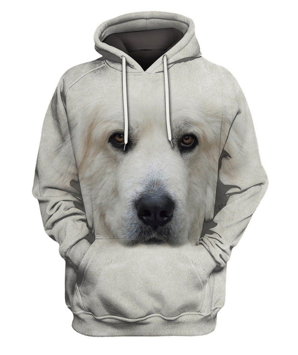 FUNSTUFFPRINT  Gift For Dog Lover Great Pyrenees Face Hair 3D Hoodie and Zip Hoodie