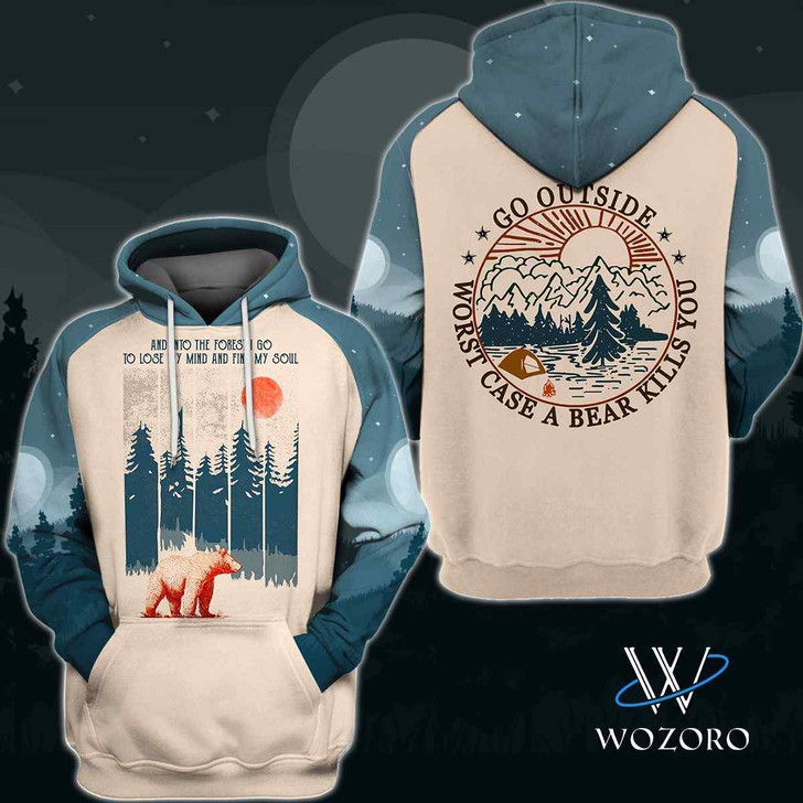 FUNSTUFFPRINT Bear Into Forest Kills You Camping  3D Hoodie and Zip Hoodie