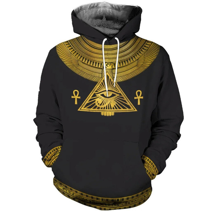 FUNSTUFFPRINT Horus Egyptian God Gift Shrit 3D Hoodie and Zip Hoodie
