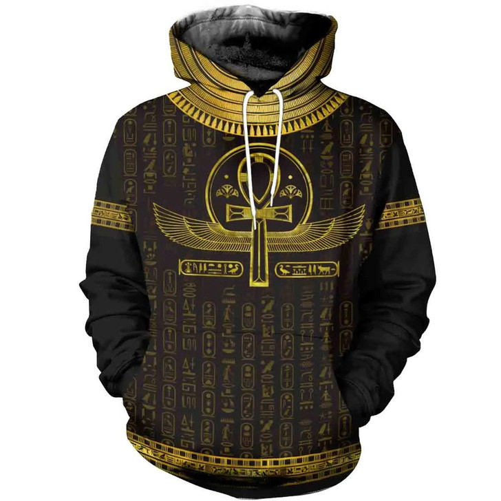 FUNSTUFFPRINT Egyptian Cross Ankh Gold   3D Hoodie and Zip Hoodie