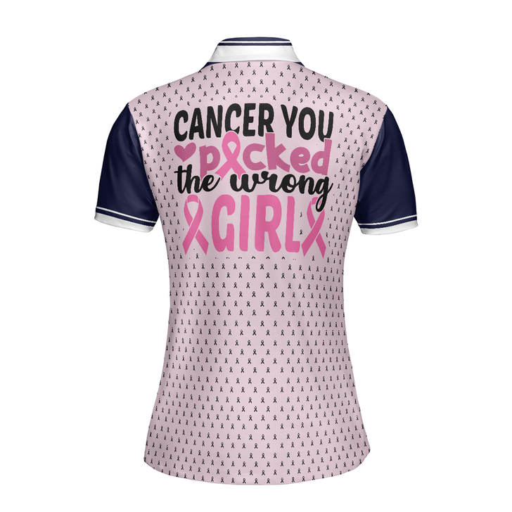 You Picked The Wrong Girl Breast Cancer Awareness Short Sleeve Women Polo Shirt, Breast Cancer Shirt - Perfect Gift For Women