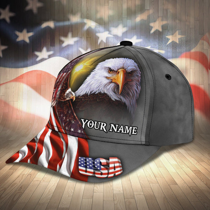 FUNSTUFFPRINT Personalized Usa Flag Cap Hat - 3D Full Printed Independence'S Day Baseball Cap Hat - Eagle Us Cap Hat